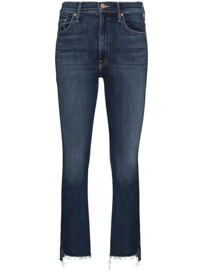 MOTHER MOTHER DARK BLUE JEANS 'INSIDER CROP STEP FRAY'