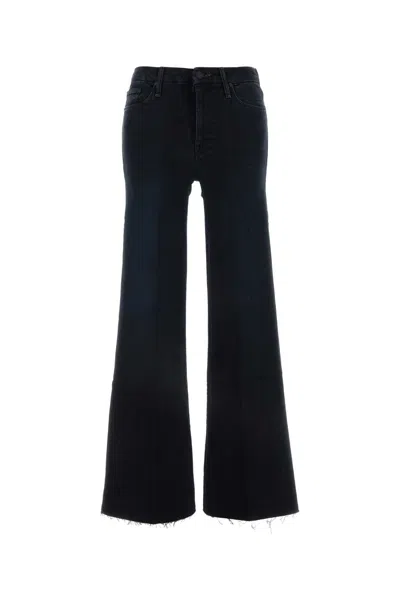 MOTHER DARK BLUE STRETCH DENIM THE ROLLER FRAY JEANS