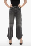 MOTHER DARK WASH THE DAGGER FLOOD JEANS WITH ASYMMETRICAL ANKLE 25C