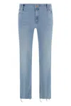 Mother Dazzler Ankle Fray Straight Leg Jeans In Navy