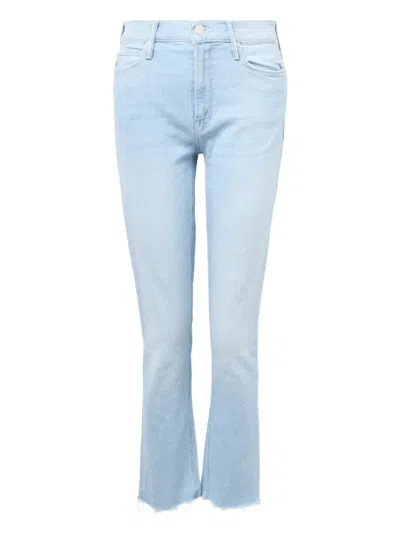Mother Dazzler Crop Fray Jeans In Blue