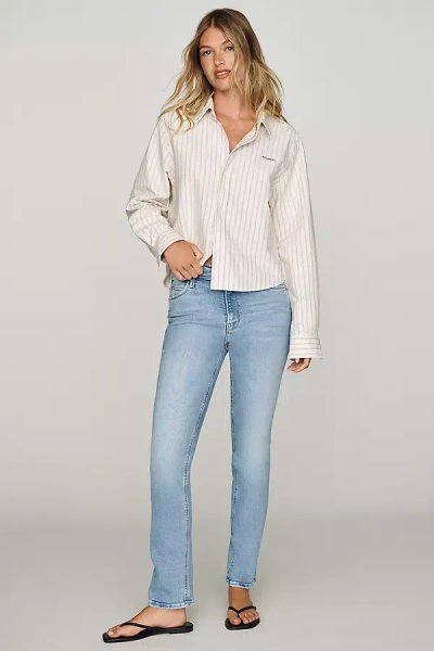 Mother Dazzler Hover Mid-rise Straight-leg Jeans In Light Wash