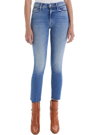 Mother Dazzler Straight-leg Cropped Jeans In Blue