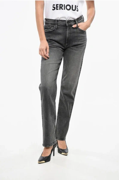 Mother Delave' Effect Jeans With Logo Button 19cm Grösse 31 In Gray
