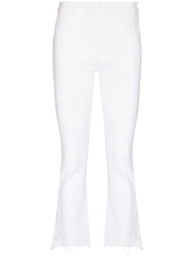 Mother Denim Bootcut Cropped Jeans In White