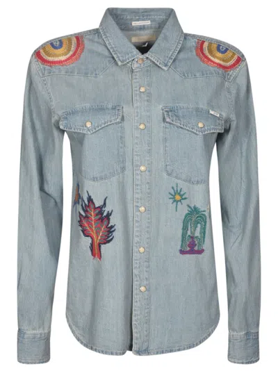 Mother Denim Embroidered Shirt In Azure