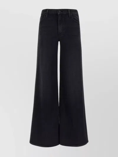 Mother Denim High-rise Wide-leg Jeans In Black