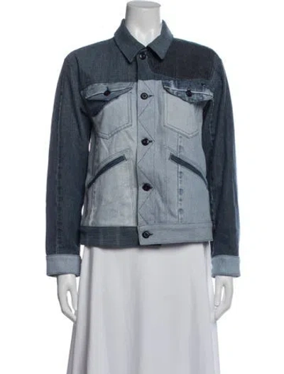 Pre-owned Mother Denim Jacket In Blue/white