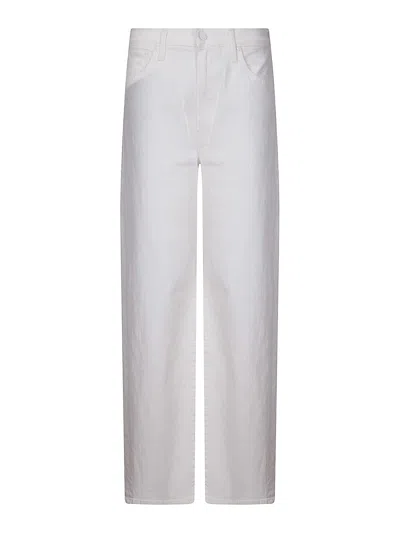 Mother Wide-leg Fringed Hemline Denim Trousers In Grey