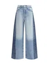 Mother Womens Blinded By The Dark Pipedream Sneak Fray Wide-leg Denim Jeans In Blue