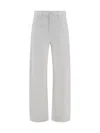 Mother Wide-leg Fringed Hemline Denim Trousers In White