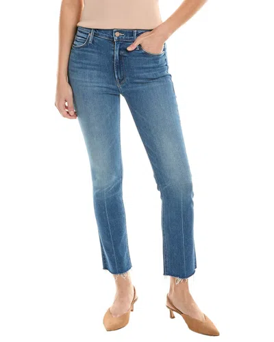 Mother Denim Mid-rise Dazzler Opposites Attract Ankle Fray Jean In Blue
