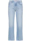 Mother The Hustler Roller Fray Mid-rise Wide-leg Jeans In Navy