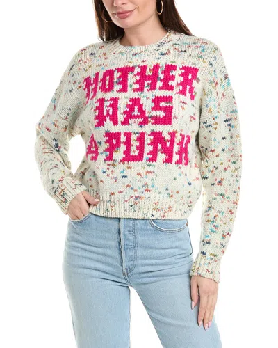 Mother Confetti Alpaca Blend Graphic Sweater In White