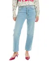 Mother Womens Balls In Your Court The Hustler Ankle Fray Cotton-blend Jeans In Blue