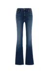 Mother Flared Denim Jeans With Frayed Stitching In Blue