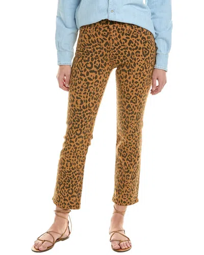 Mother The Mid Rise Rider Ankle Leopard Jeans In Brown