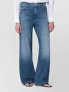 Mother Jeans The Rerun Zip Sneak With Belt Loops And Logo Embroidery On The Back In Blue Denim For Women In Blue