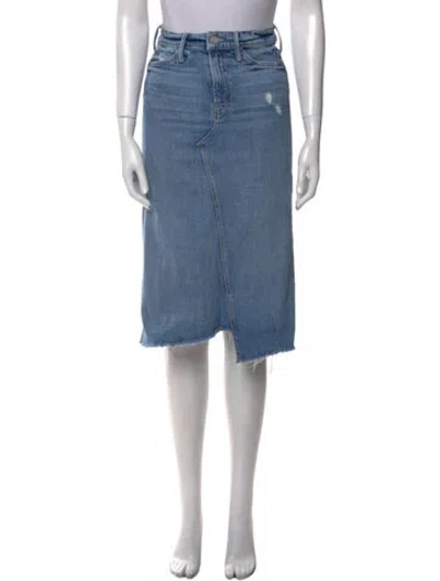 Pre-owned Mother Distressed Accents Knee-length Skirt In Blue