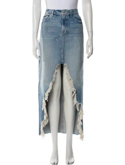 Pre-owned Mother Distressed Accents Long Skirt In Blue