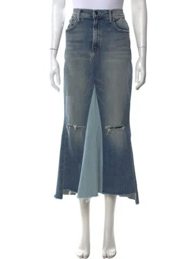 Pre-owned Mother Distressed Accents Long Skirt In Blue