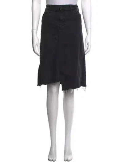 Pre-owned Mother Distressed Accents Midi Length Skirt In Black