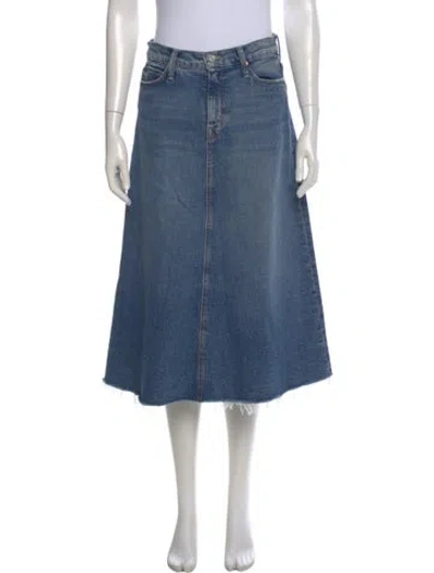 Pre-owned Mother Distressed Accents Midi Length Skirt In Blue