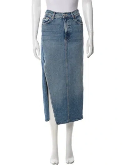 Pre-owned Mother Distressed Accents Midi Length Skirt In Blue