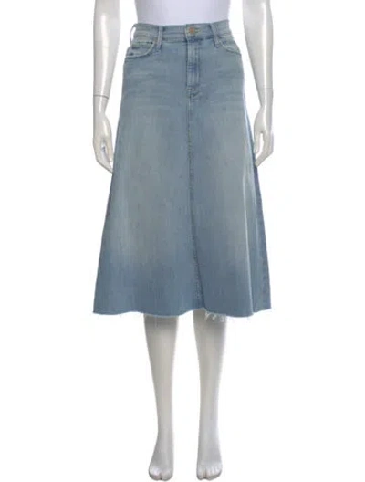 Pre-owned Mother Distressed Accents Midi Length Skirt In Blue