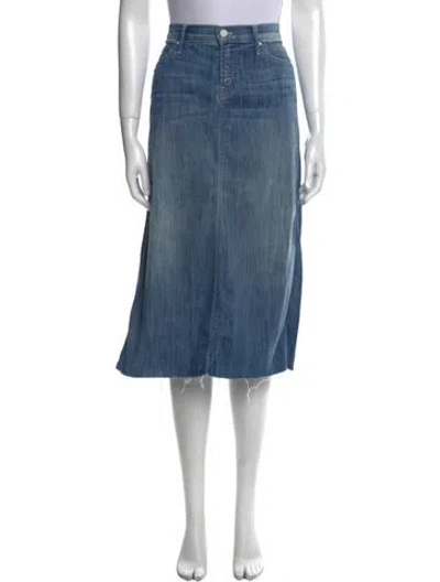 Pre-owned Mother Distressed Accents Midi Length Skirt In Blue