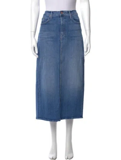 Pre-owned Mother Distressed Accents Midi Length Skirt In Blue