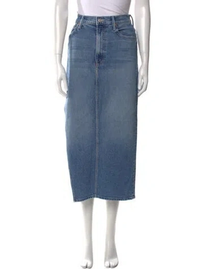 Pre-owned Mother Distressed Accents Midi Length Skirt In Blue