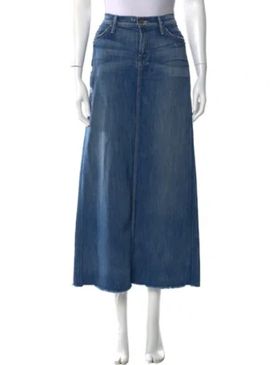 Pre-owned Mother Distressed Accents Midi Length Skirt In Blue