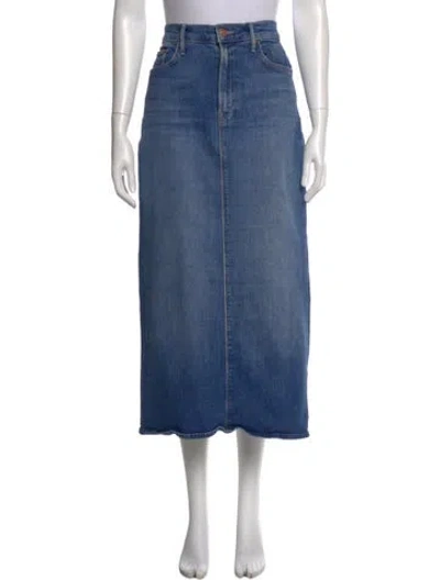 Pre-owned Mother Distressed Accents Midi Length Skirt In Blue