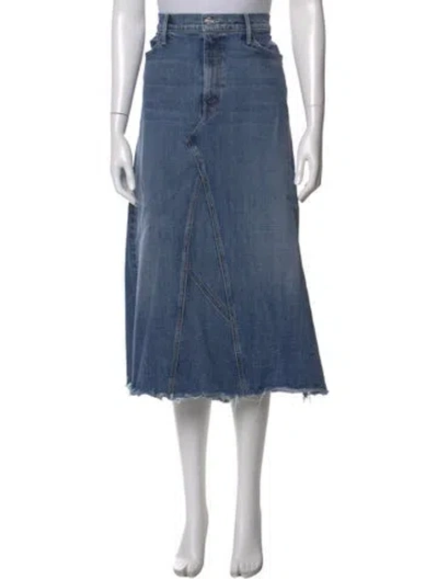 Pre-owned Mother Distressed Accents Midi Length Skirt In Blue