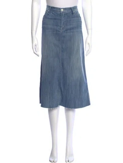 Pre-owned Mother Distressed Accents Midi Length Skirt In Blue