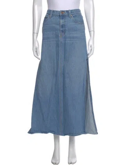 Pre-owned Mother Distressed Accents Midi Length Skirt In Blue