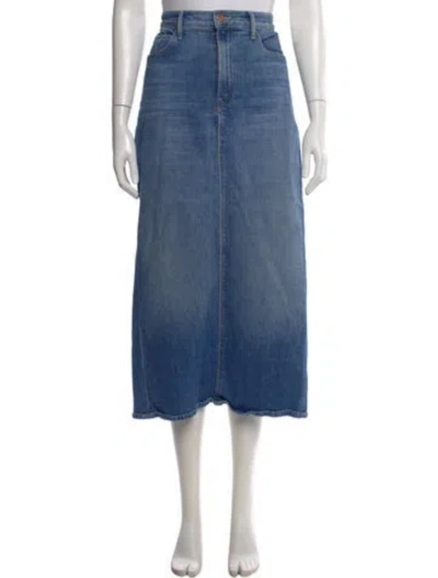 Pre-owned Mother Distressed Accents Midi Length Skirt In Blue