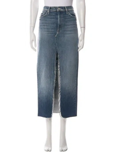 Pre-owned Mother Distressed Accents Midi Length Skirt In Blue