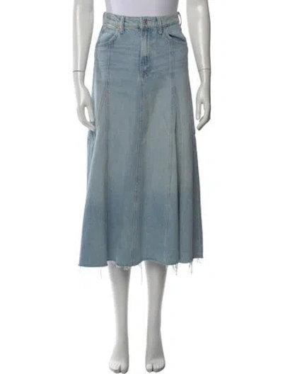 Pre-owned Mother Distressed Accents Midi Length Skirt In Blue