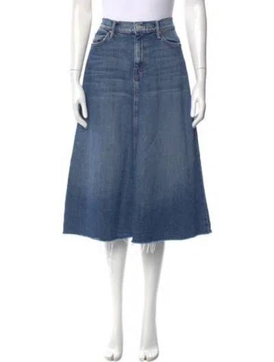 Pre-owned Mother Distressed Accents Midi Length Skirt In Blue