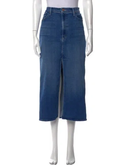 Pre-owned Mother Distressed Accents Midi Length Skirt In Blue