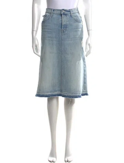 Pre-owned Mother Distressed Accents Midi Length Skirt In Blue