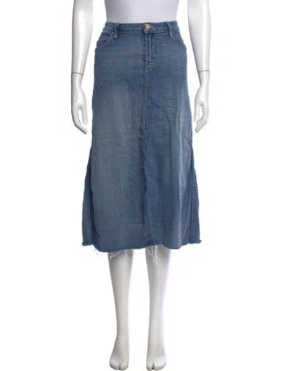 Pre-owned Mother Distressed Accents Midi Length Skirt In Blue