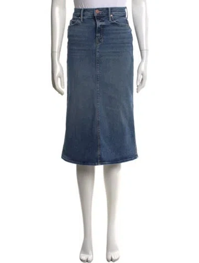 Pre-owned Mother Distressed Accents Midi Length Skirt In Blue