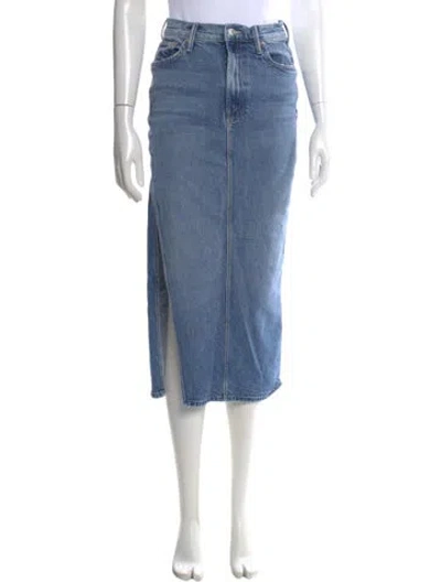 Pre-owned Mother Distressed Accents Midi Length Skirt In Blue
