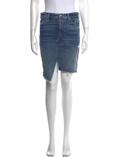 Pre-owned Mother Distressed Accents Midi Length Skirt In Blue