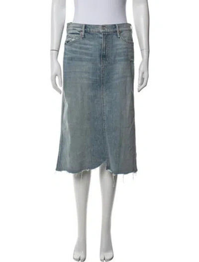 Pre-owned Mother Distressed Accents Midi Length Skirt In Blue