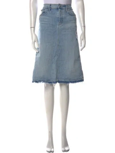 Pre-owned Mother Distressed Accents Midi Length Skirt In Blue