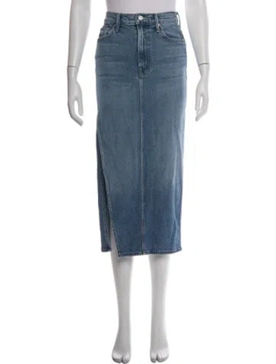 Pre-owned Mother Distressed Accents Midi Length Skirt In Blue